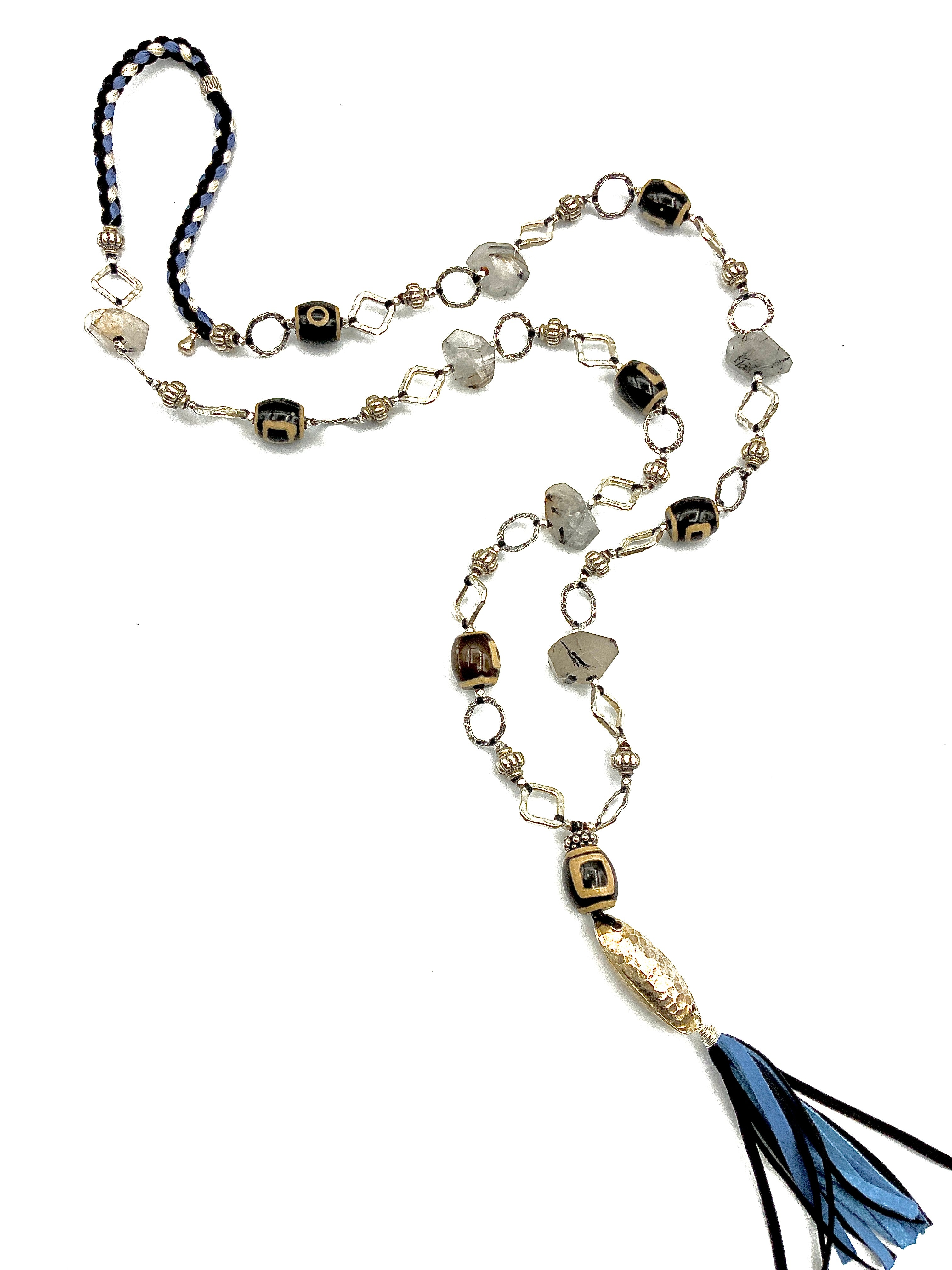 # 55 Wear it Long ! An abstract pendant Necklace with movement , texture & presence !