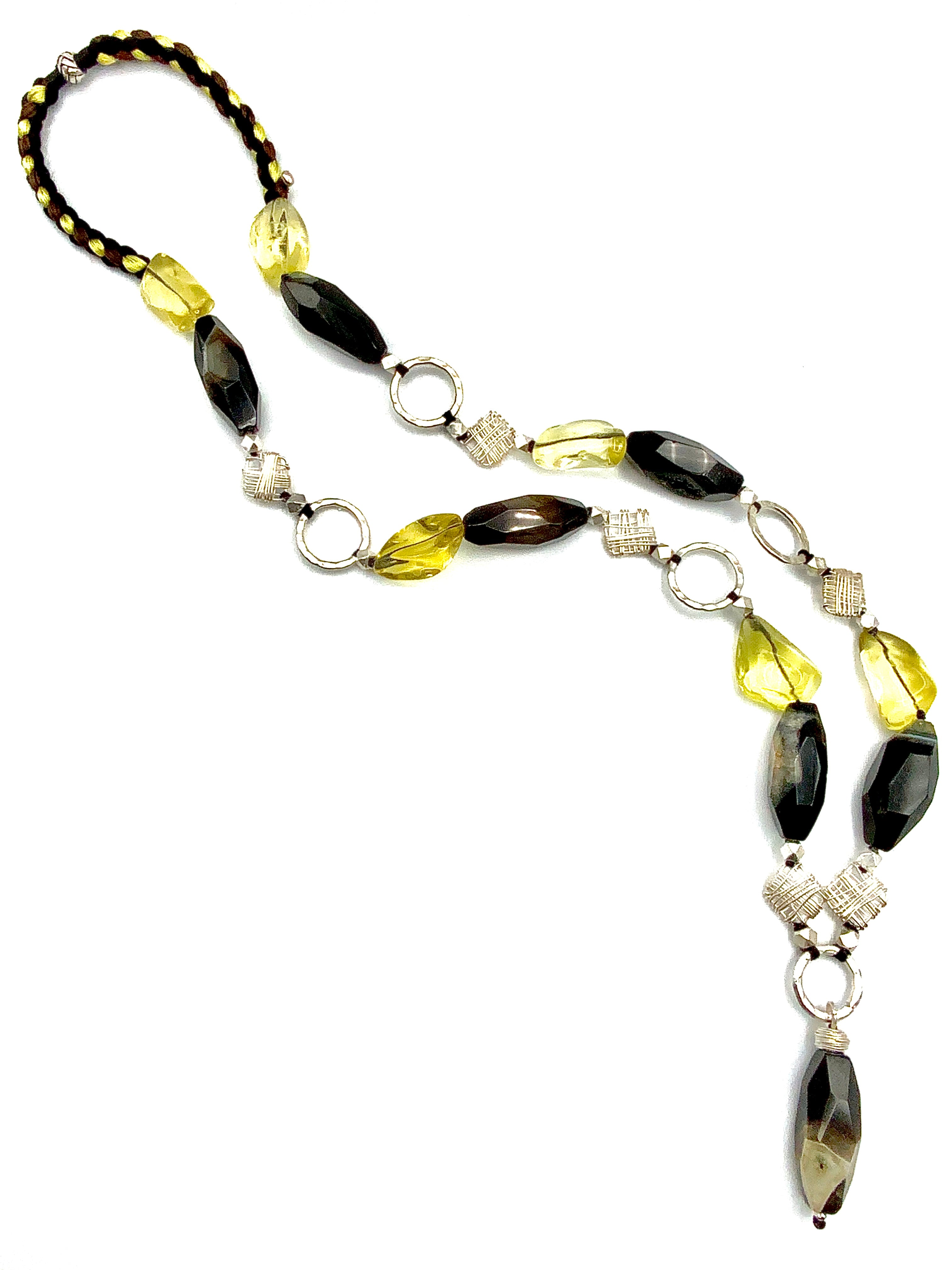 # 28  Lemon Quartz Nuggets , Agate , Sterling Silver