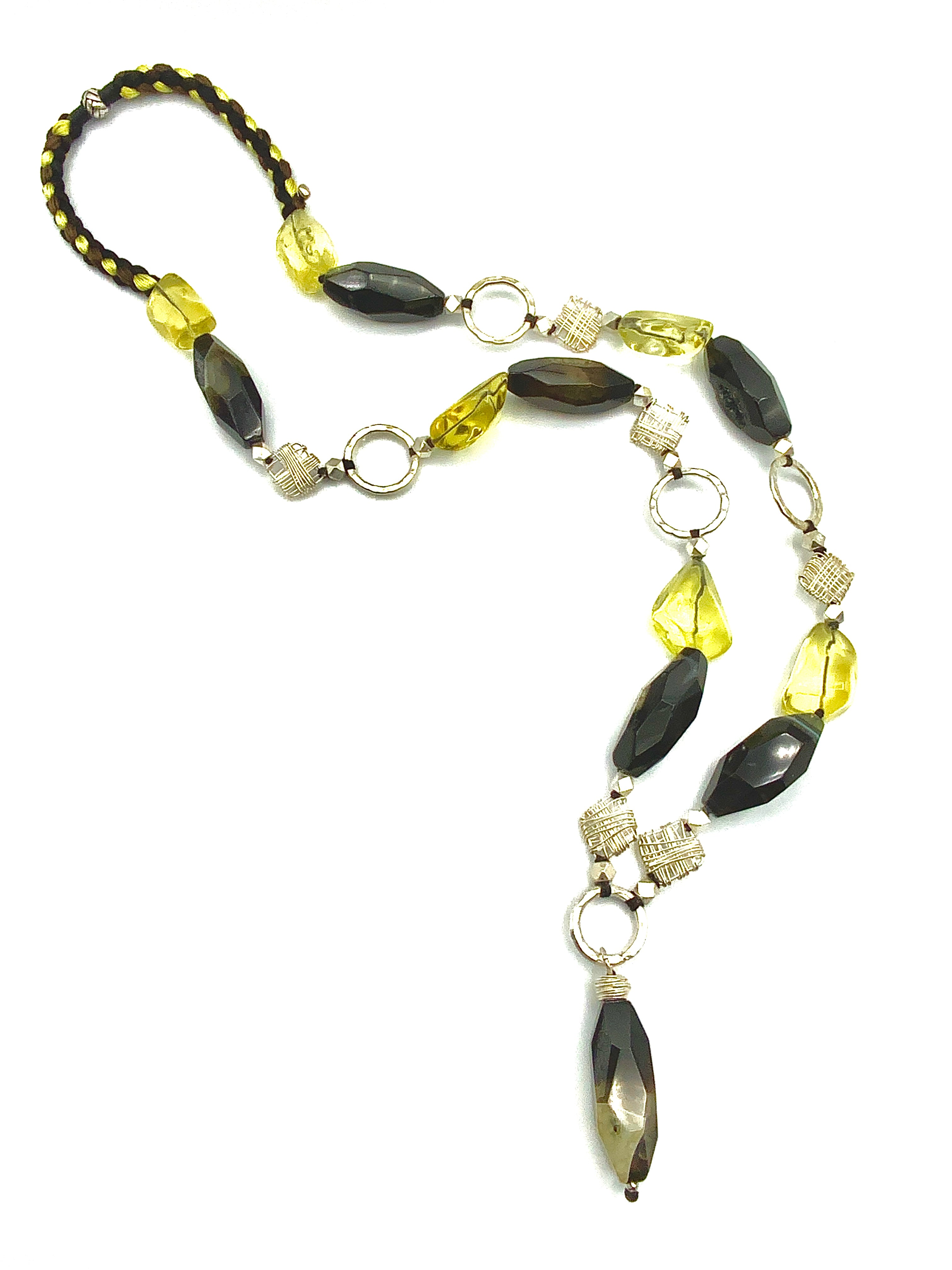 # 32 Bold & Long Lemon Quartz , Agate & Sterling Silver
