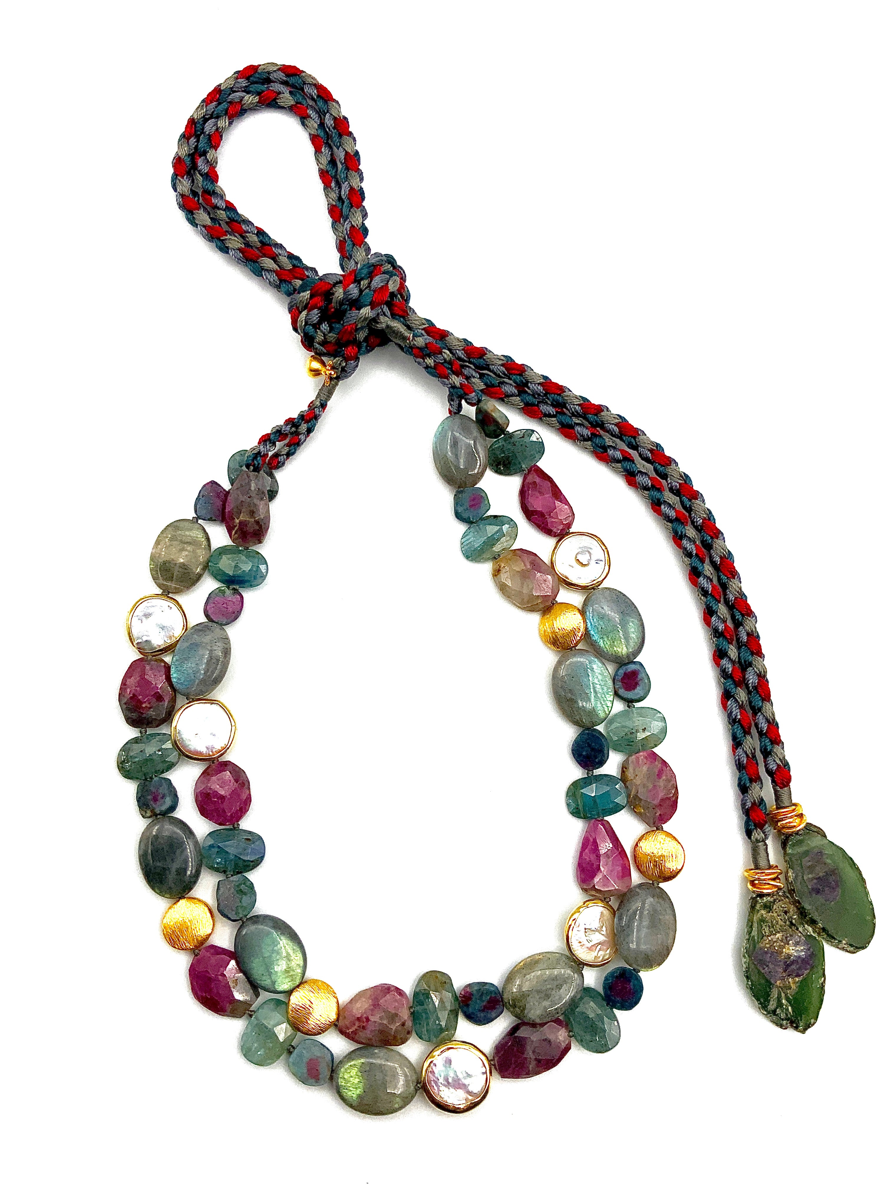 # 9 White coin pearls , Faceted Rubi , Labradorite Nuggets , Lemon Tourmalines