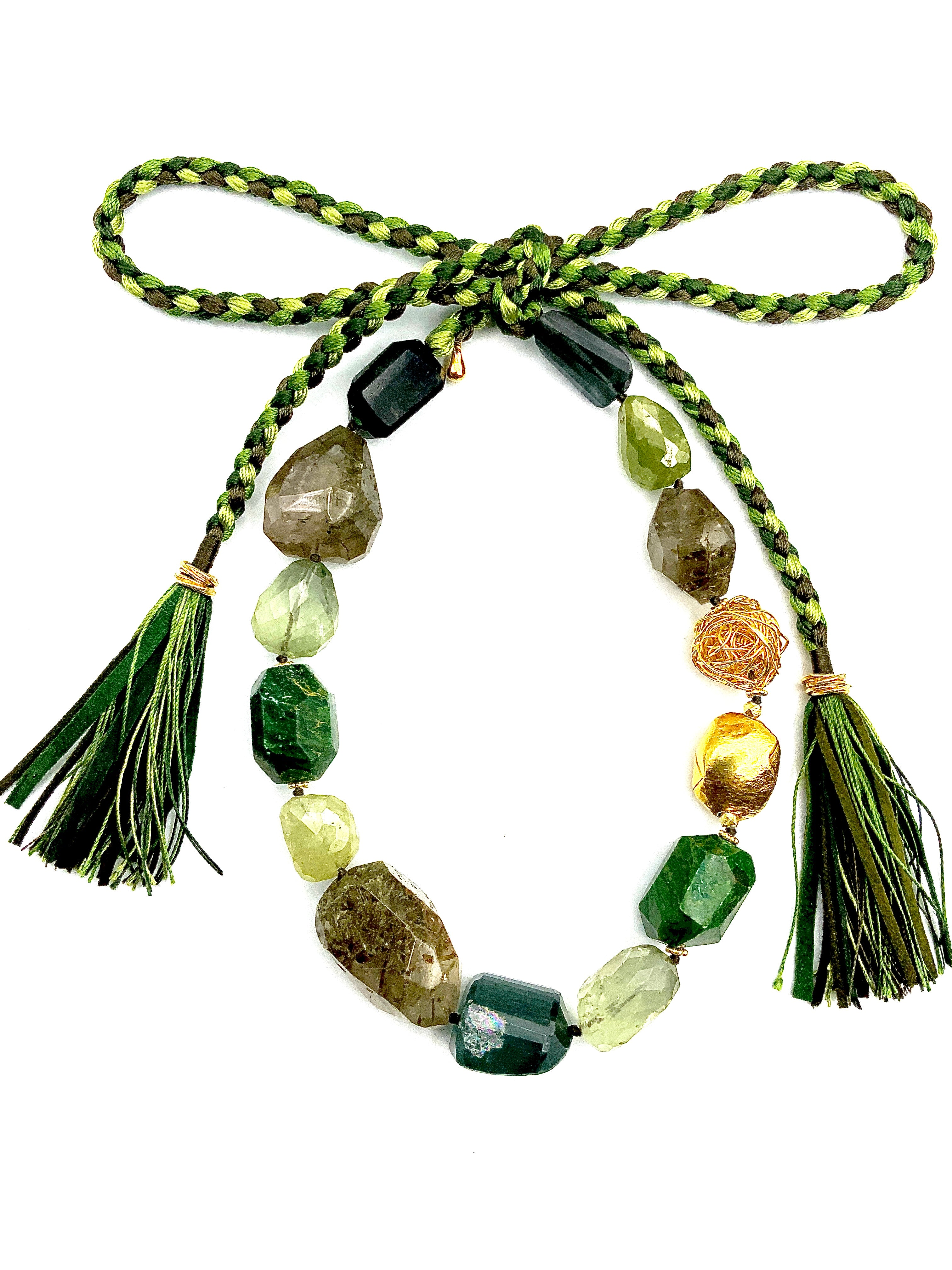# 40 G.R.E.E.N Garnet & Amethyst , Rutilated Quartz , Moss Aquamarine ,Diopside , Kyanite Faceted  Nuggets