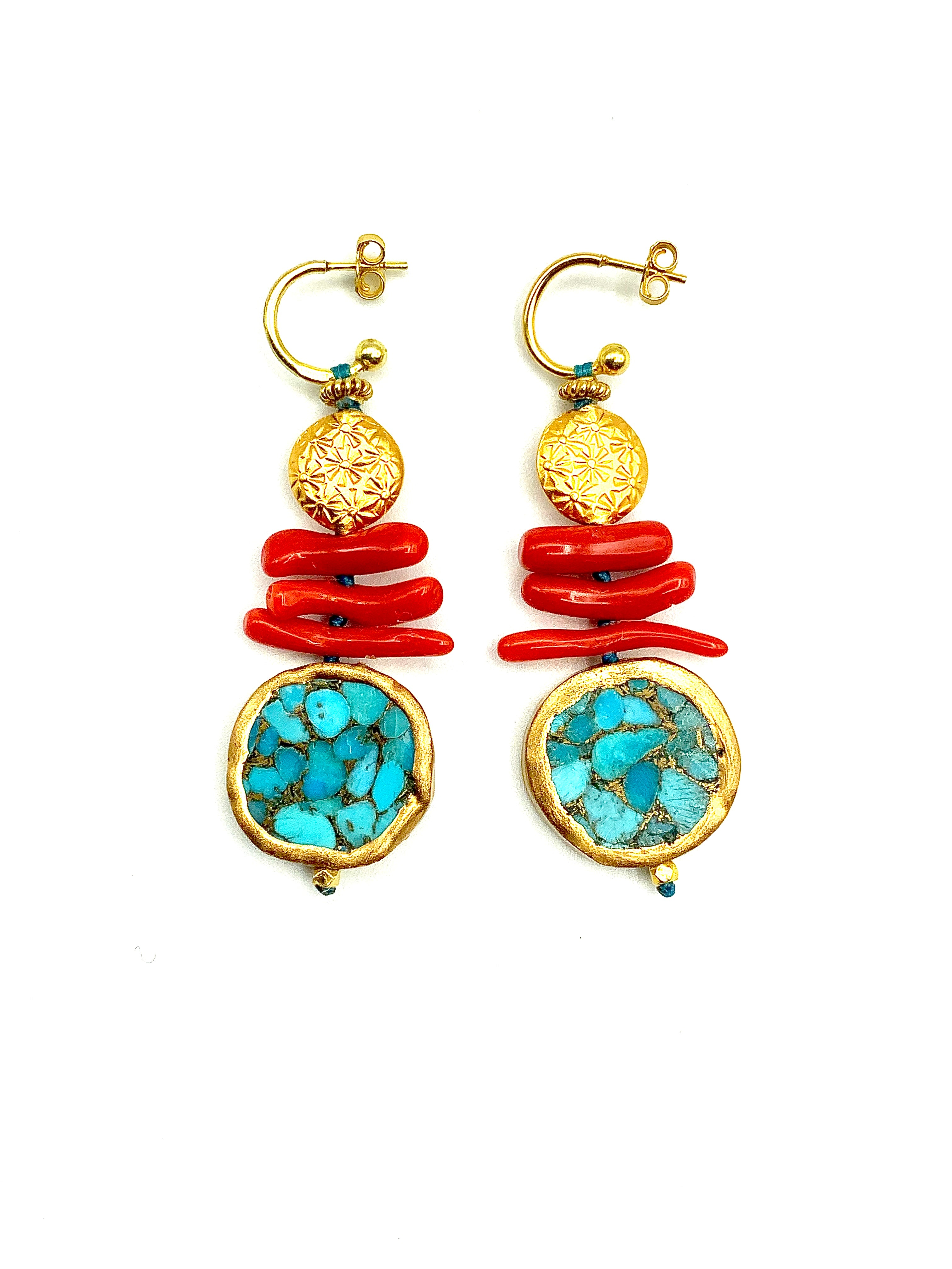 # 34 Turquoise coins & Coral Cupdoni