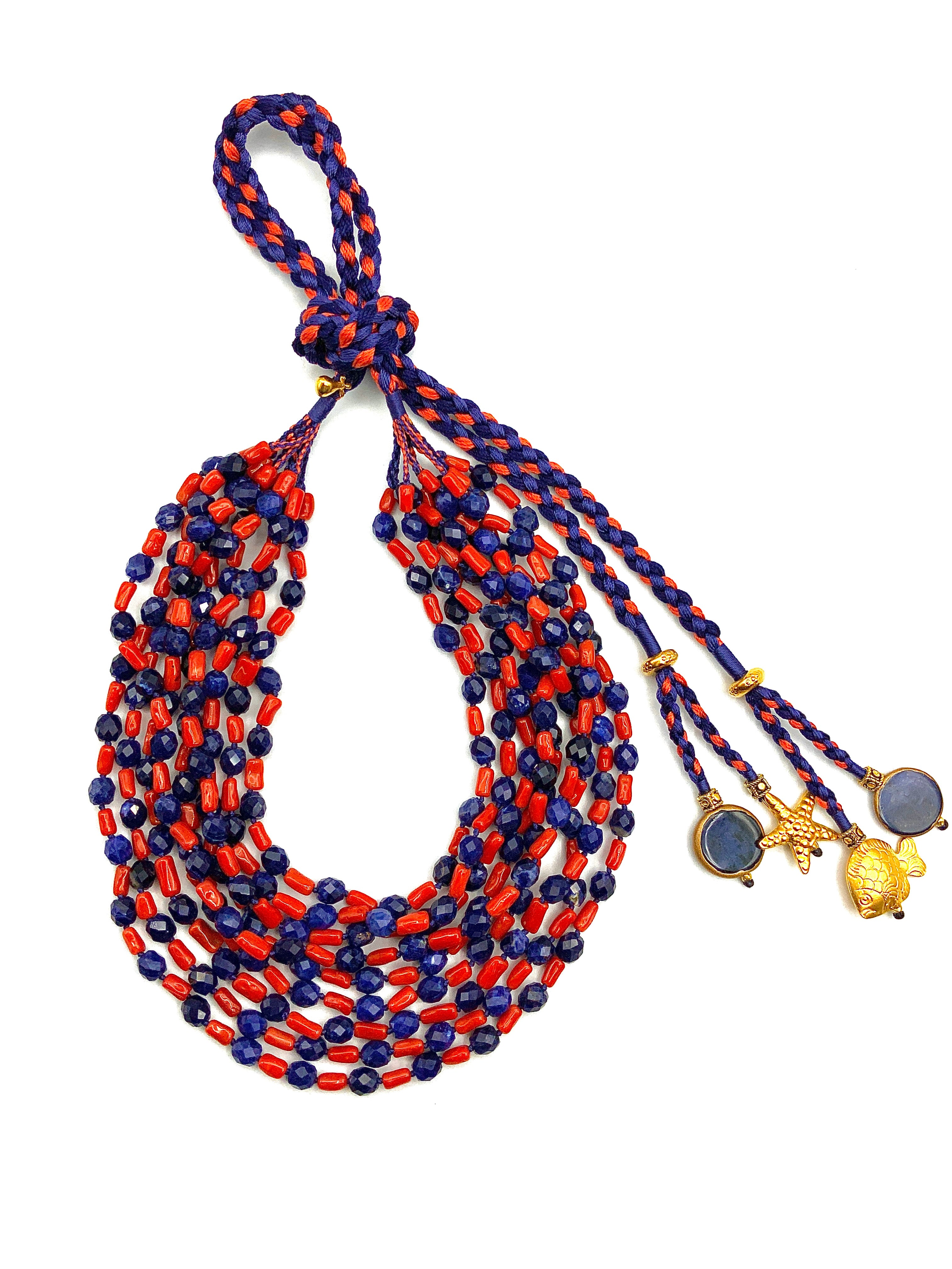 #2 Red Coral Tubes & Sodalite Faceted Nuggets