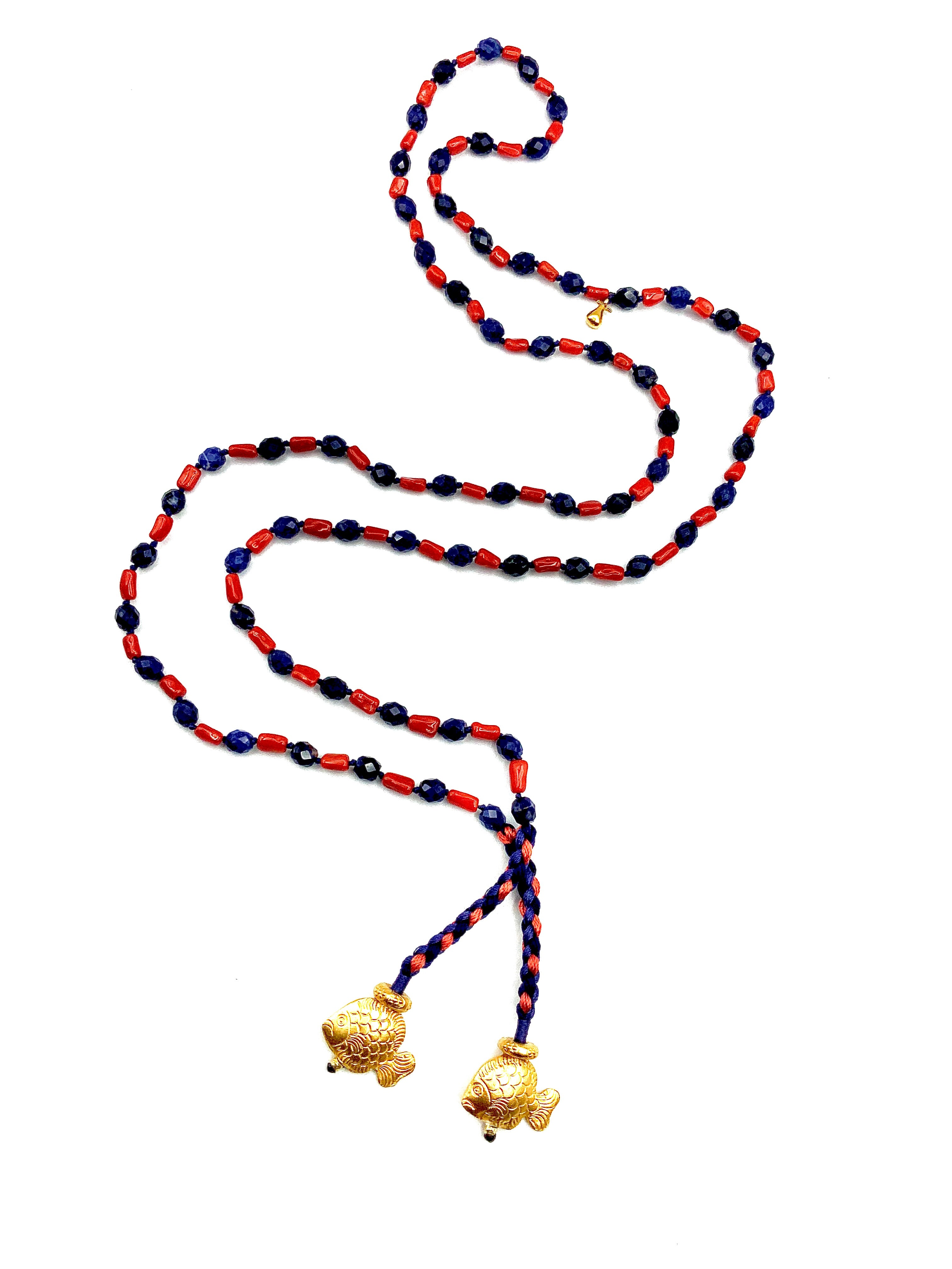 # 5 CATCH OF THE DAY ! Coral , Lapis & Gold Fish Charm