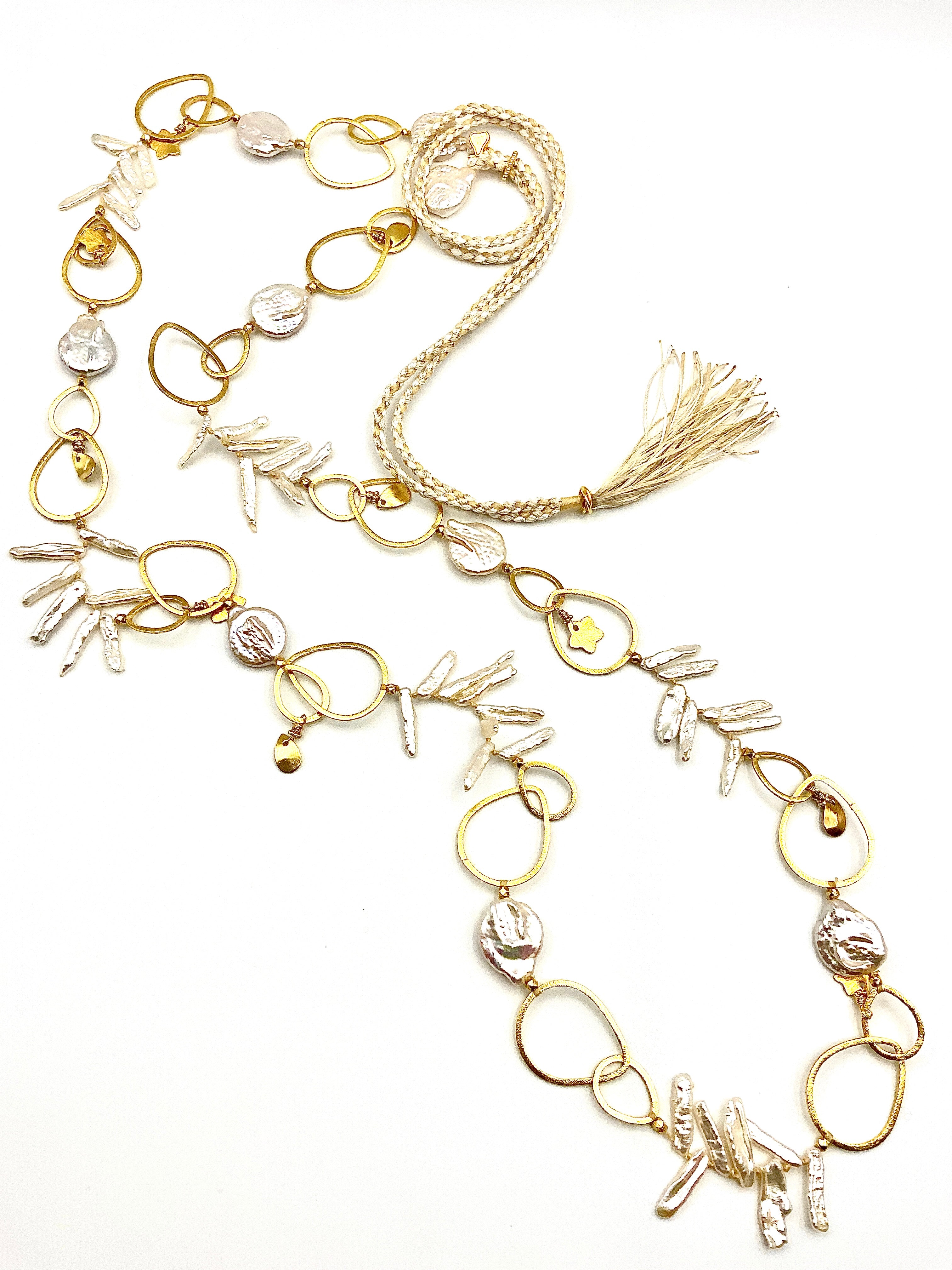 #1 White Pearls Textured Coins & Stick drops & Gold Plated Rings