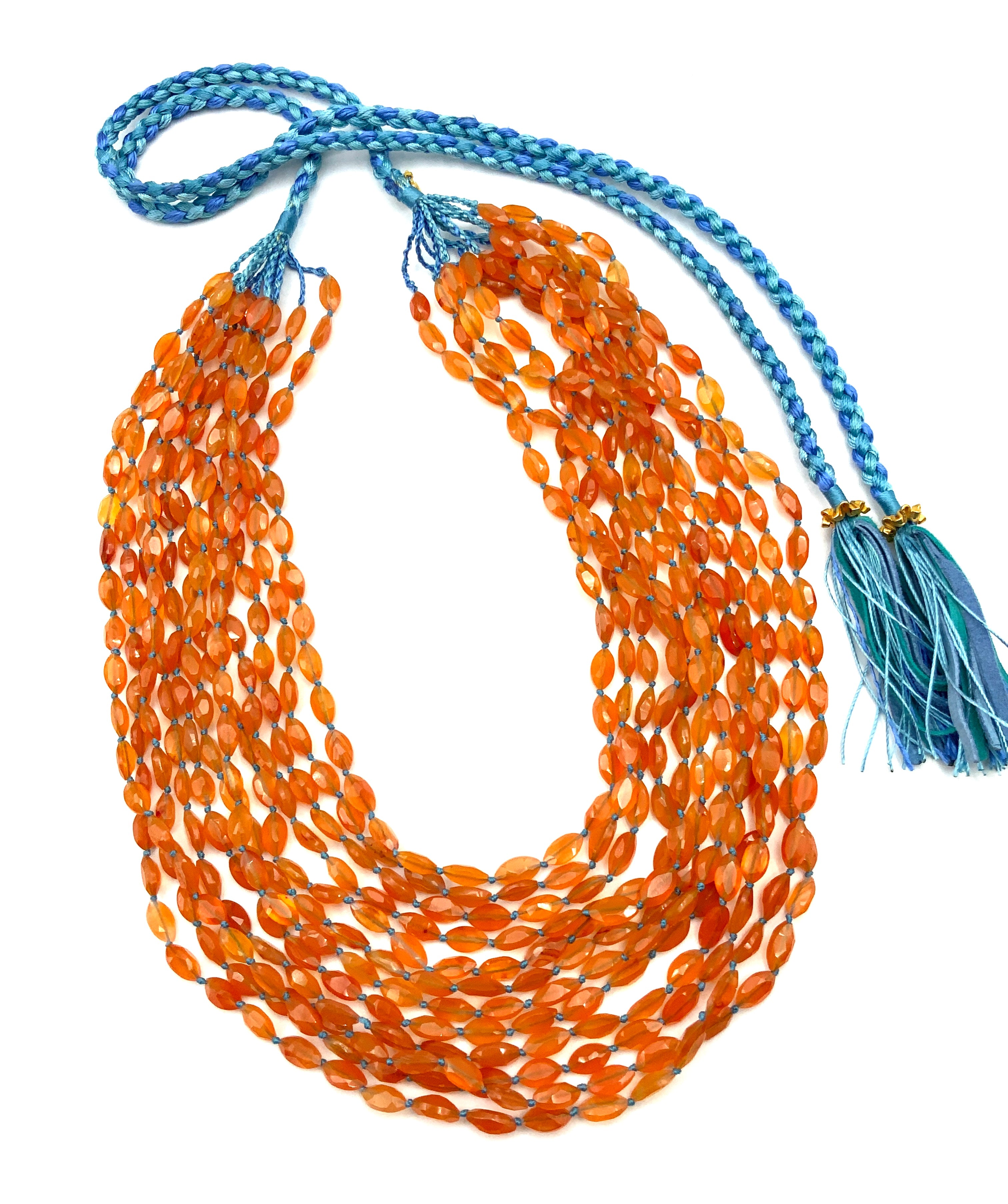 # 15 Multistrand Fine Orange Carnelian Marquise Cut