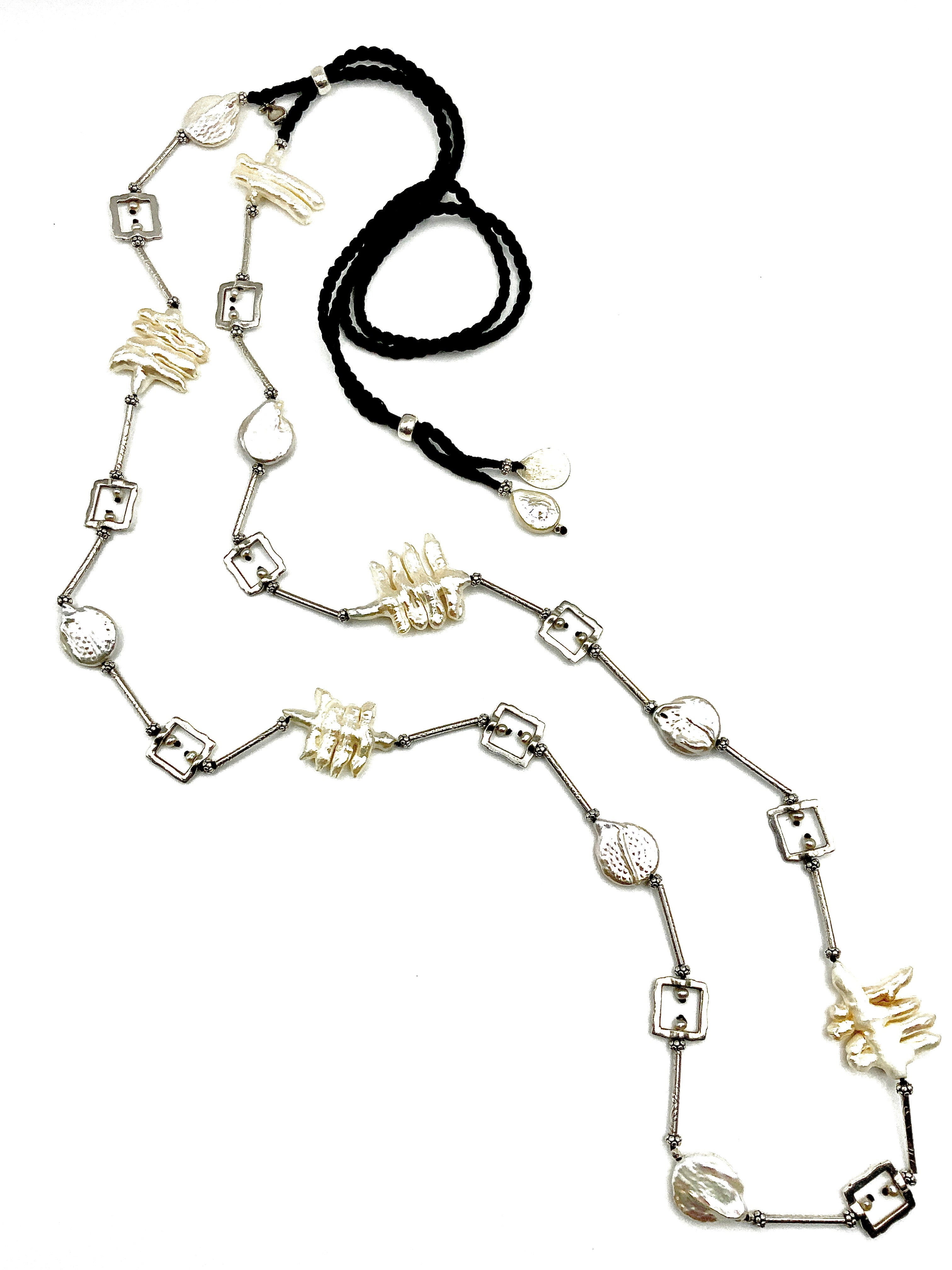#19 White Nuggets &  Textured  Coin Pearls & Sterling Silver