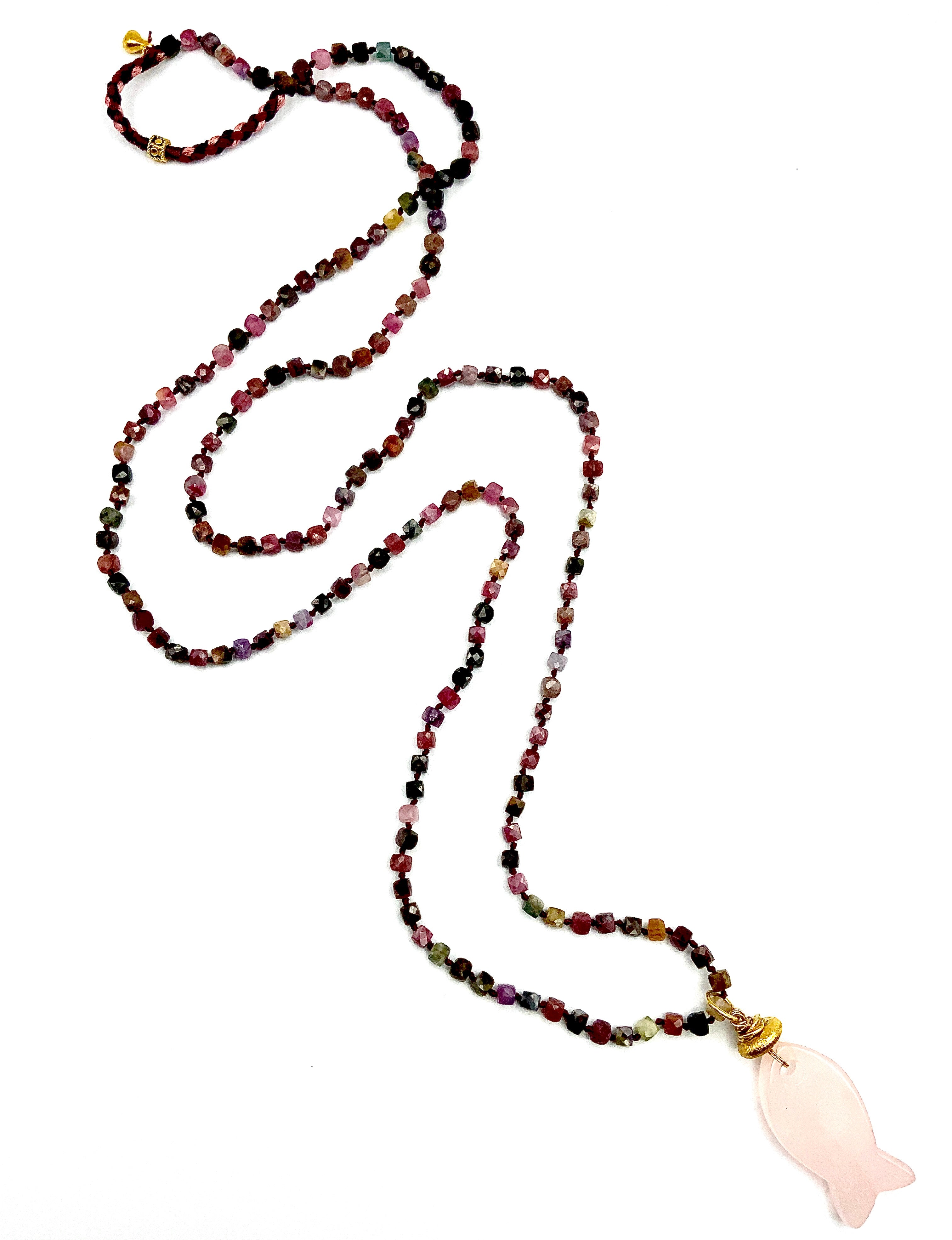 # 30 Tourmalines &Rose Quartz Fish Drops