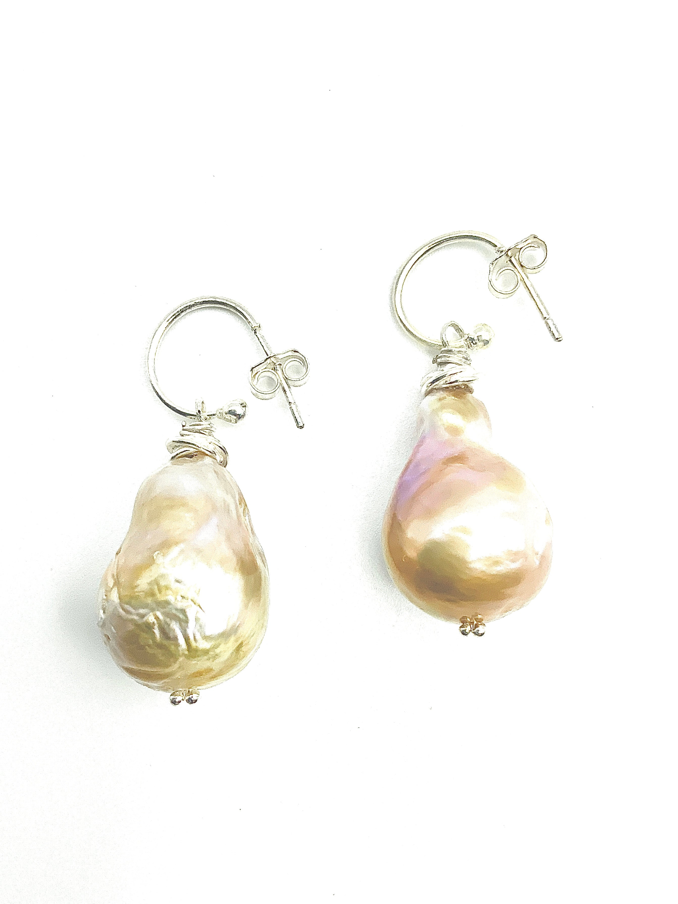 Golden Baroque Pearl Drops & Sterling Silver Hooks