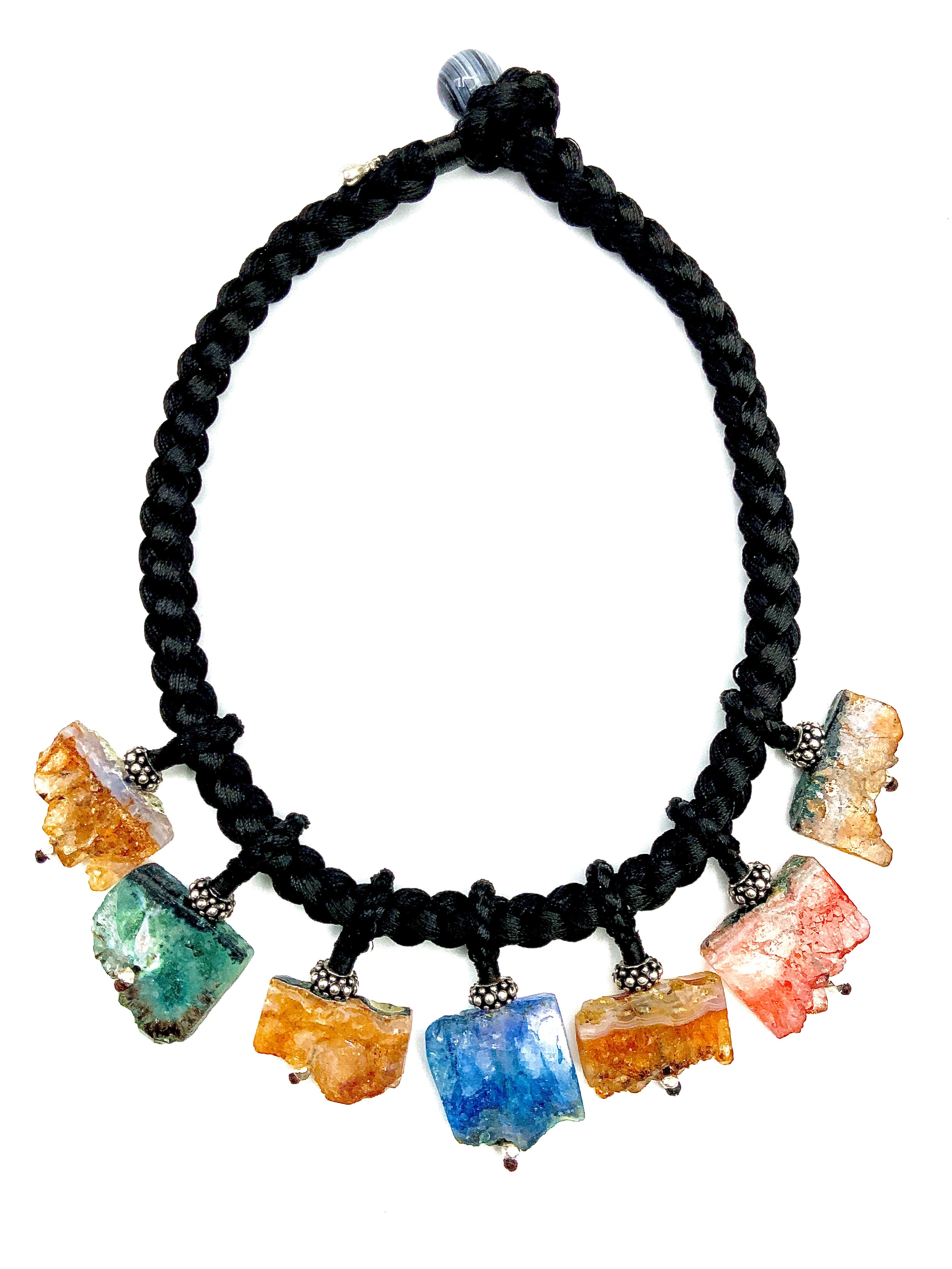 #  39 Bold Silk Cord , Raw Quartz Slab Drops -  Power