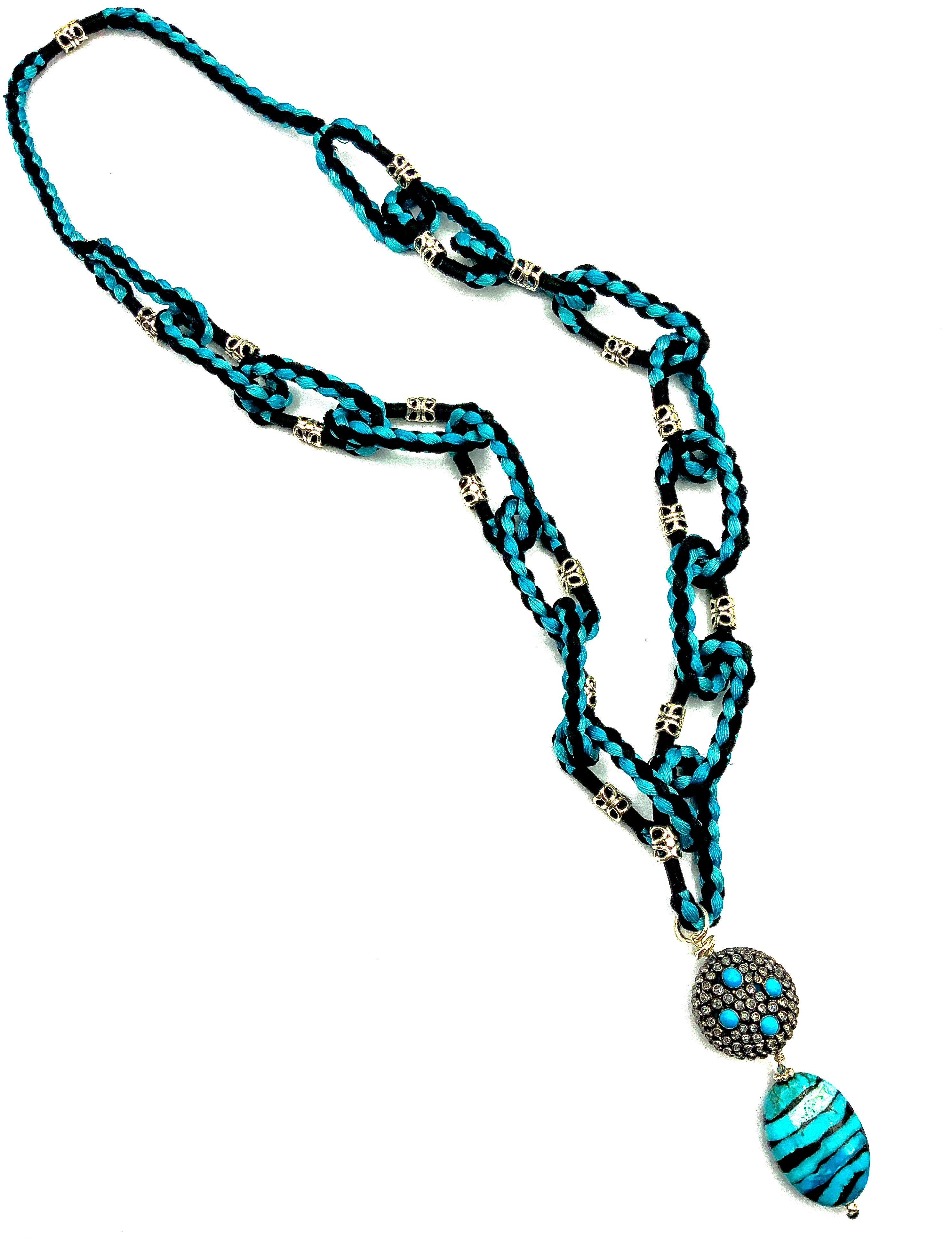 # 44 Sterling Silver Inlaid Turquoise Cabuchons &Amethyst Briolets , Turquoise Oval Pendant & Silk Oval rings