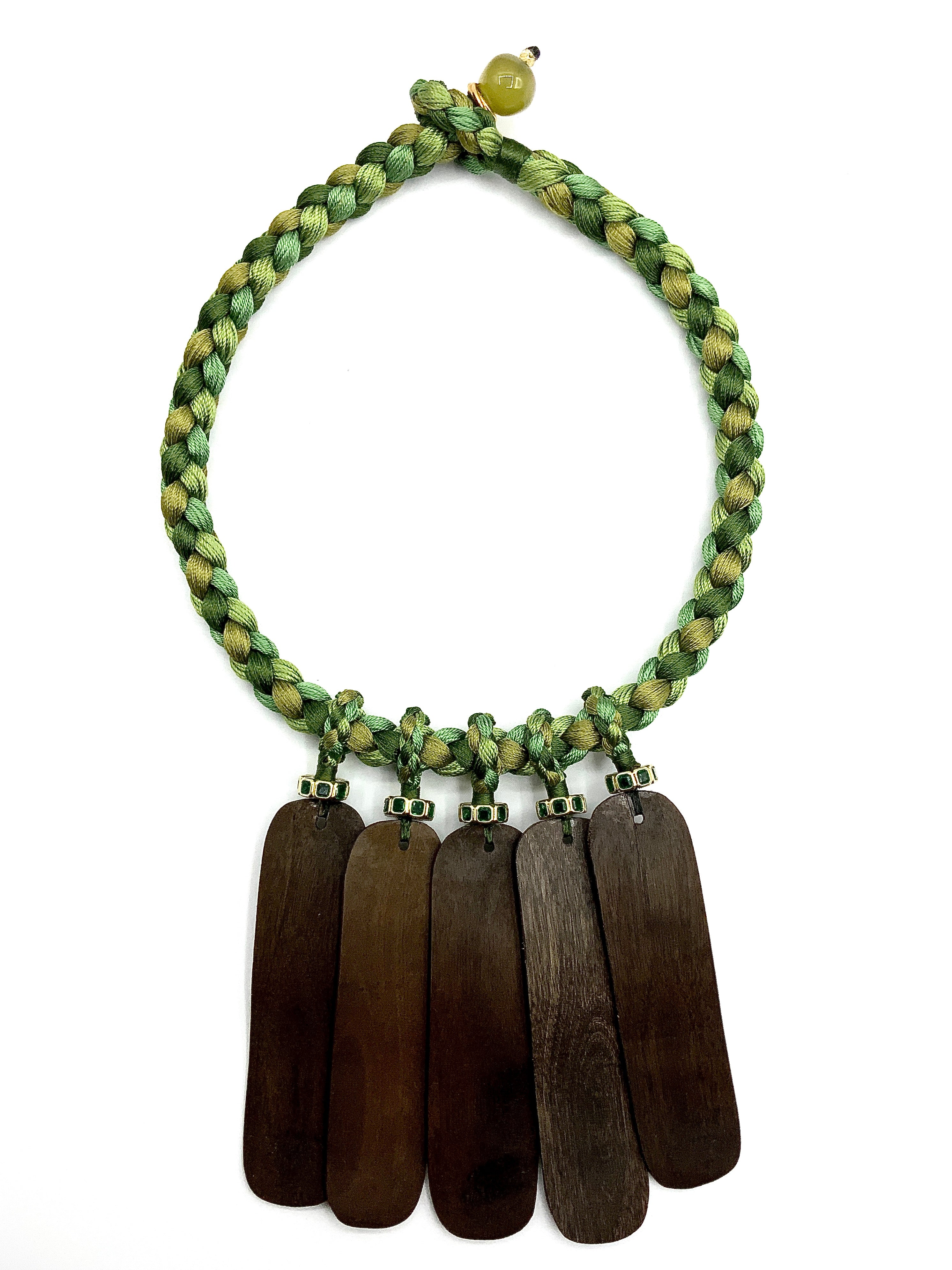 # 1 A Touch of Green , A Lot of Character , Wood Pendants & Silk Cords