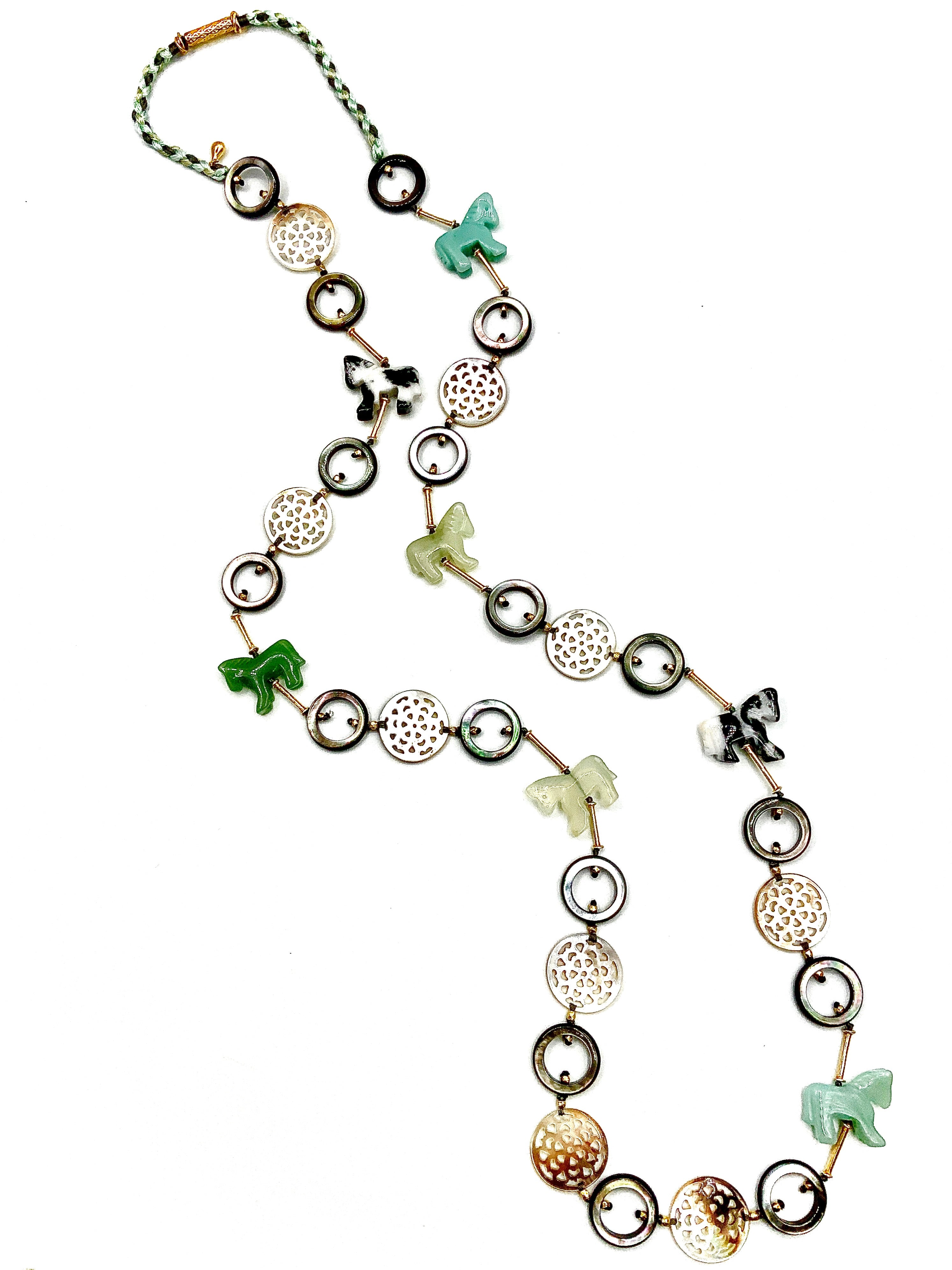 # 47 Horse Lovers, This One’s for You - Korean Jade , Mother of Pearl Coins & Horn Rings