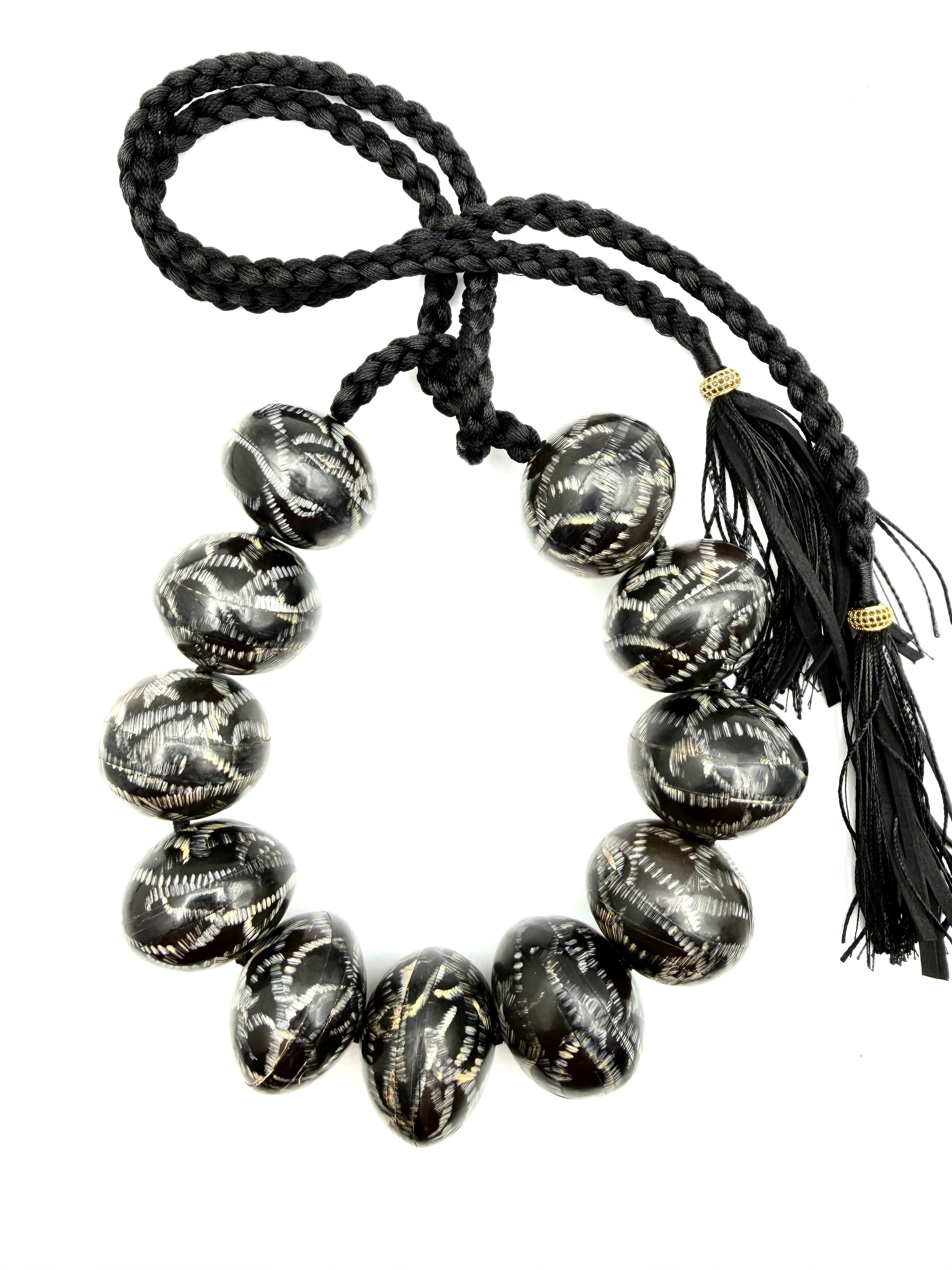 # 1 Artisan Craft Meets Modern Style - Hand Carved Black Horn Beads a Timeless Statement you’ll treasure for Years !