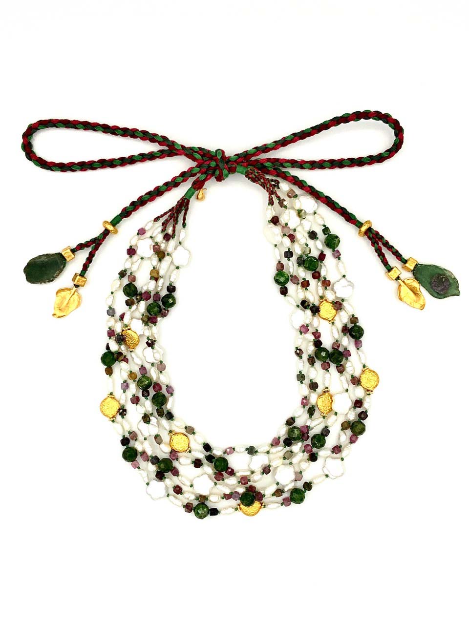# 45 Tourmaline & Diopside Pearl necklace